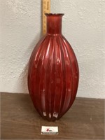 23 inch fluted red vase