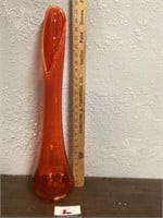 26 inch orange Viking vase