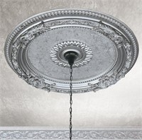 Antique Silver Round Ceiling Medallion 24 Inch Dia
