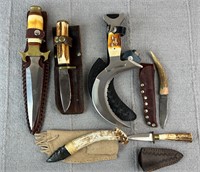 Huge Lot of Stag Handle Hunting Knives