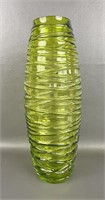 Vintage Green Wound String Art Glass Vase
