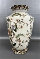 Vintage Chinese Crackle Floral & Birds Vase