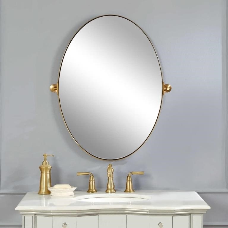Gold Oval Mirror  Steel 22' x 34'