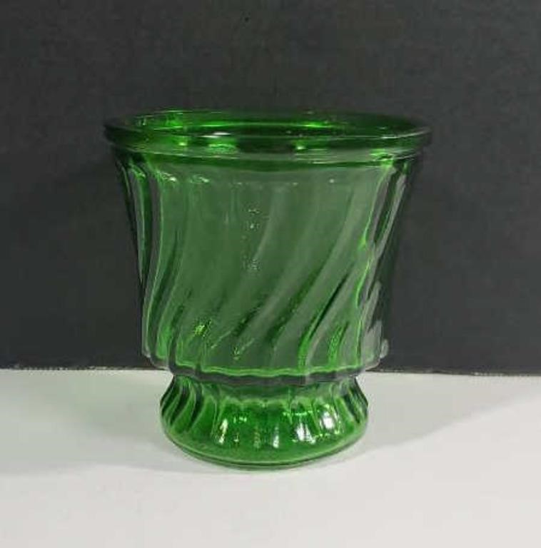 Vintage Hoosier Glass Emerald Green Swirl Glass