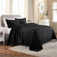 King Size black Quilt with Stripe Pattern,