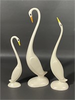 Three Mid-Century Ceramic Crane Birds