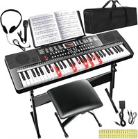 $120  61 Key Piano Keyboard w/ Stand, Mic, LED