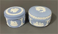 Two Wedgewood Blue Jasperware Trinket Boxes