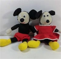 Handmade crocheted Mickey and Minnie Mouse