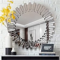 $181  31.5' Large Round Wall Mirror, Glass Frame
