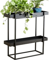 2 Tier Plant Stand - 29x9x28in, Black
