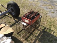 Metal Milk Crates and Case of Antique Cokes