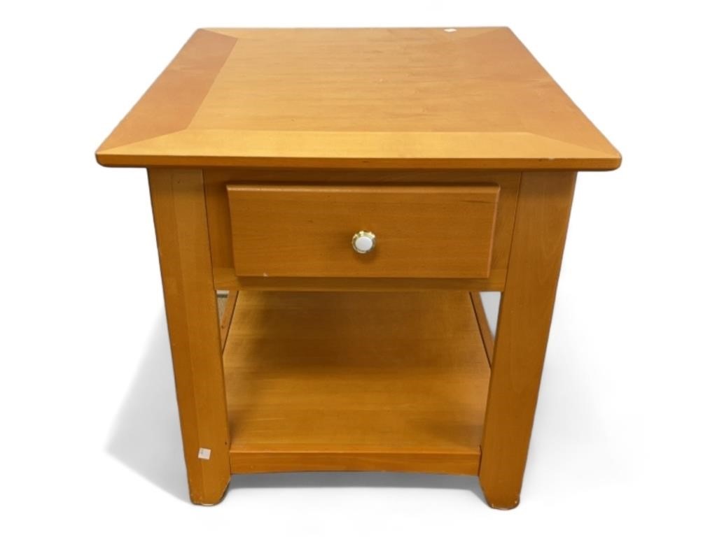Single Drawer Wooden Nightstand End Table