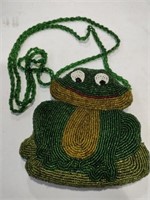 Small beaded frog purse 5.5 x 5.5