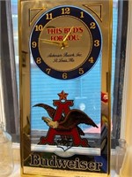 Vintage Budweiser Mirror Clock Sign