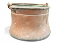 Old cauldron in copper brass and wrought iron