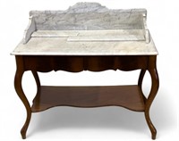 Antique Mahogany Marble Top Writing Desk