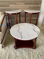 Marble top coffee, table and two end tables