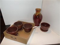 13" Vase 7 4 Orchid Pots (6") - 3 saucers