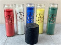 Lot of 5 Pentagram Intention Candles Black Candle