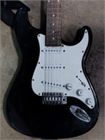 Unbranded Strat style electric guitar w/strap,