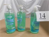 3 Hand sanitizer bottles 33.8 oz each w/aloe