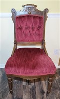 Victorian Red Velvet Parlour Chair 38" tall