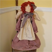 Handmade Folk Art Raggedy Ann Angel Doll 21"