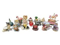 16 Jeweled Trinket Boxes and 1 music Carousel
