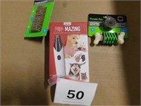 DOG LOT TOY, W/REFILLS, NAIL TRIMMER