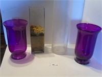 Vases - 2 Purple, 1 Square, 1 Cylinder (26")