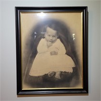Framed Vtg Picture of Child 18¼" x 22¼"