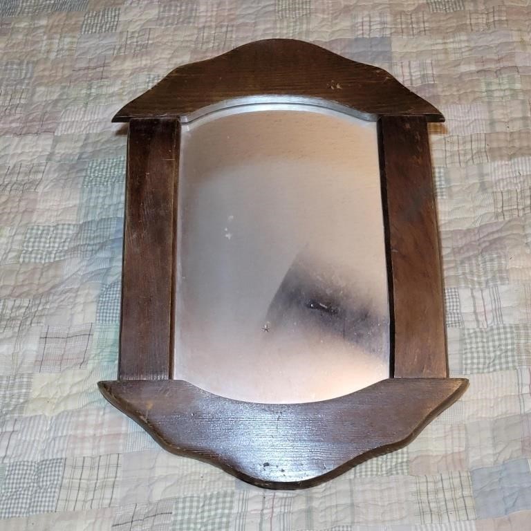 Vtg Wooden Framed Mirror 12¼" x 16½"