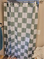 Green Checkerboard Shower Curtain
