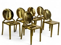 Gold Tone Stacking Side Chairs (6)