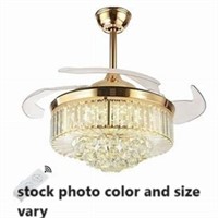 Retractable blades 36 inch Crystal fan and light