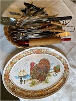 Kitchen utensils, and turkey platter