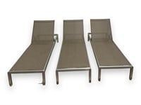Brushed Aluminum Mesh Lounge Chairs (3)