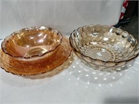 Group of three carnival glass bowls