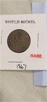 1867 RARE Shield Nickel
