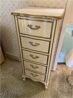 French provincial five drawer lingerie chest