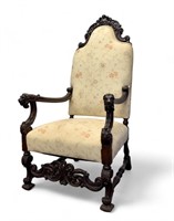 Heavily Carved Continental Arm Chair