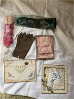 Vintage, hankies, gloves, and fans