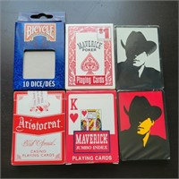 (5) Unopened Playing Cards & Dice