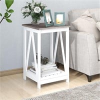 Oak Grey Square Accent Side Table, Nightstand