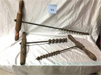 3 Vintage Post + Beam Drill Augers