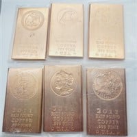 6- 1/2 LB BARS OF COPPER 3 POUNDS TOTAL