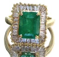 14kt Gold 3.94 ct Natural Emerald & Diamond Ring