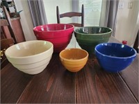 Boston Warehouse stoneware mixing bowls, colorful