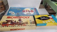 3 vintage games monopoly, risk, yahtzee